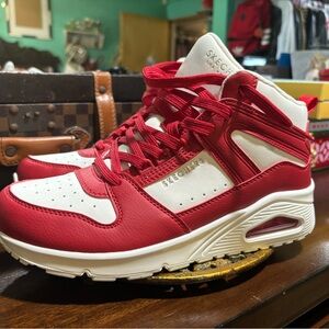 Sketchers sneaker red and white street uno mid